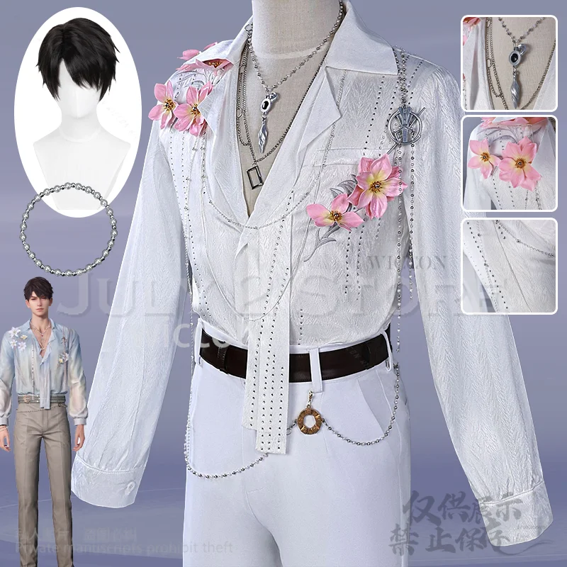 

Love And Deepspace Game Cosplay Caleb Anime Costume Floating Floraletter Flower Beaded Diamond Shirt Bracelet Wigs Cosplay Anime