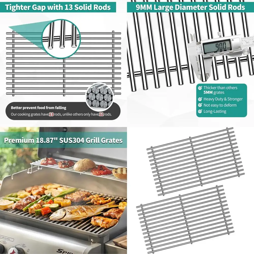 

Stainless Steel 9MM Spirit Grill Grates for Weber E-210/220 & S-210/220 Gas Grills with Front Controls