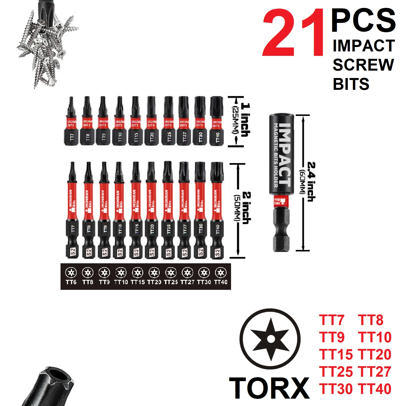 

Black Carbon Fiber Torx Blossom Hole Bit Set 21PCS S2 Impact Resistant 25/50mm EVA Storage Kit