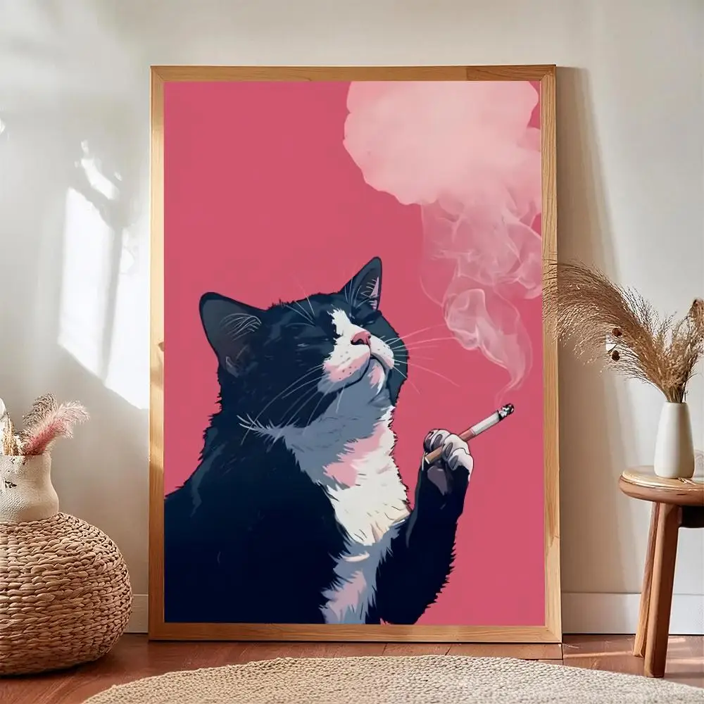 Vintage Cat Smoking Cigarette Digital Wall Art, Funny Cat Wall Art Printable, Funny Cat Poster, Animal Art, Quirky Decor, Digita