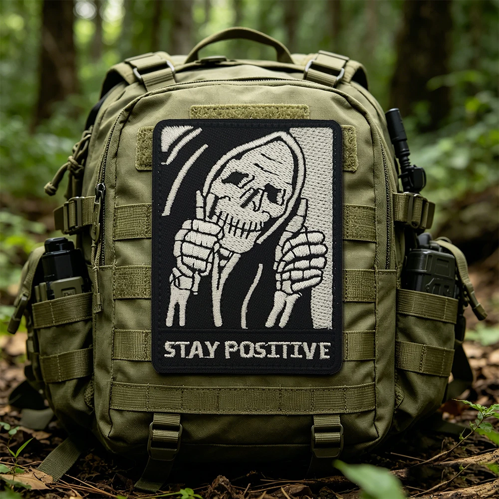

Stay Positive Faith over Fear Embroidery Patch with Hook And Loop for Jacket Shoulder Fabric Accessories Positive Thinking