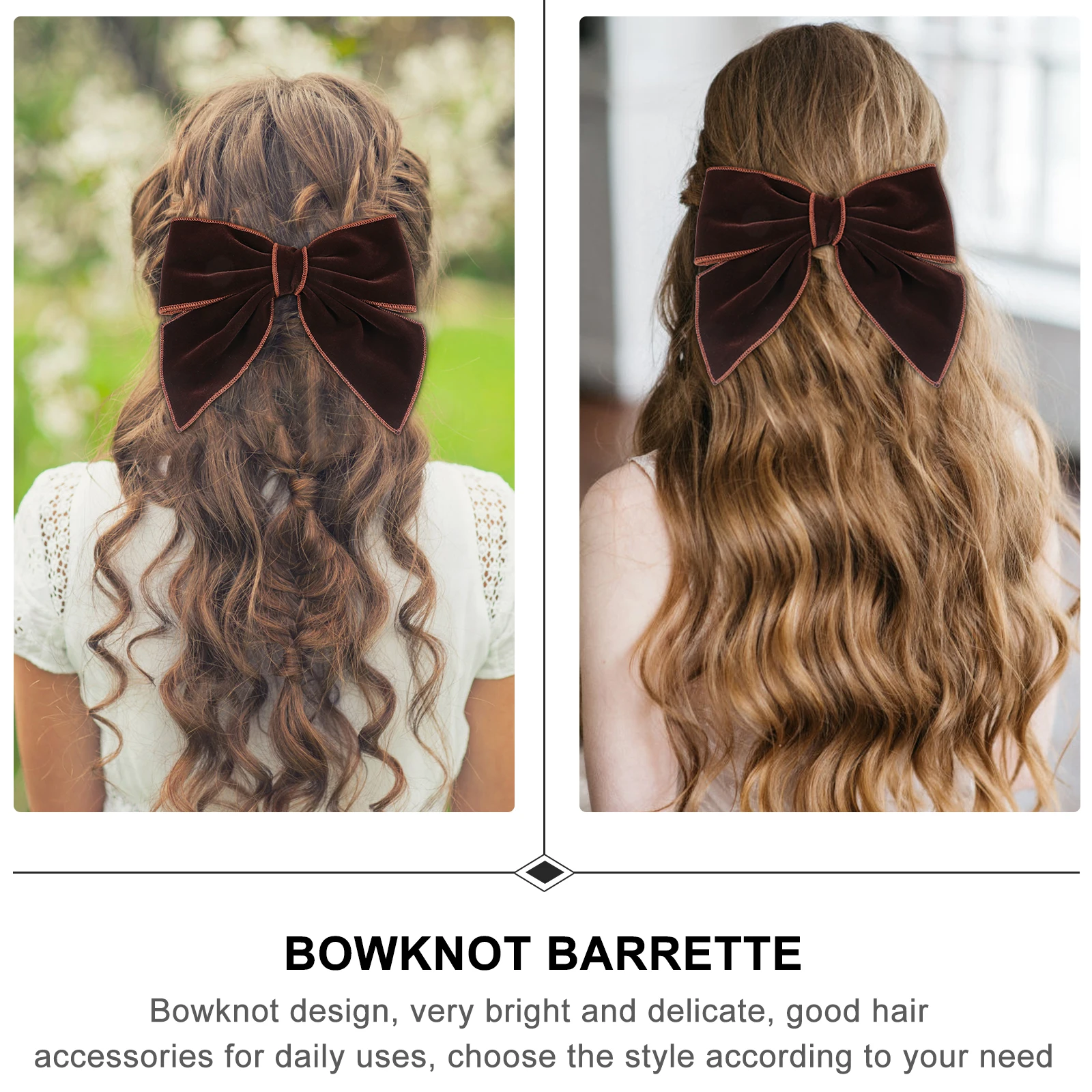 

Velvet Bowknot Hair Clips Brown Girls Women Party Wedding Spring Clasp Stylish Hairpins Elegant Decoration for Family