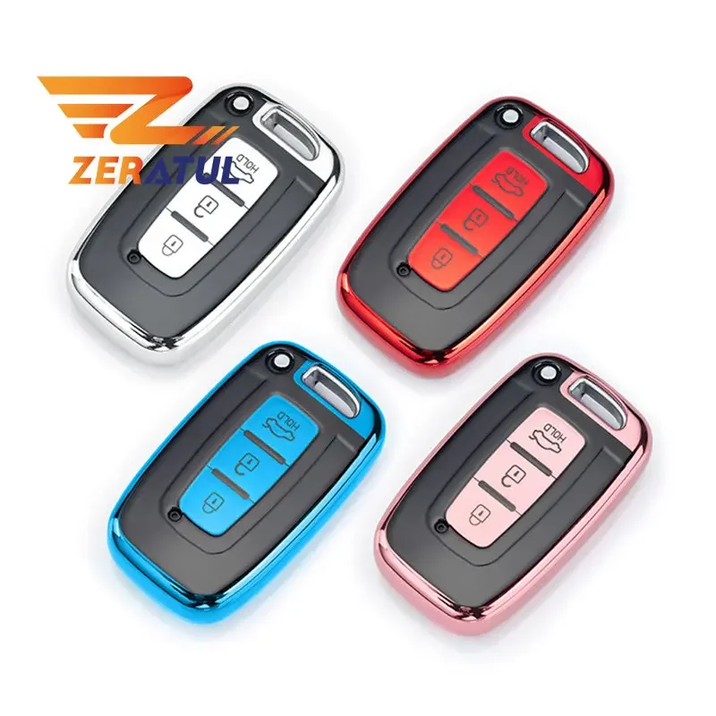 3 Buttons Soft TPU Car Key Fob Shell Cover For Hyundai Genesis Coupe Sonata ix35 For KIA Forte Sportage K2 K5 Smart key Case