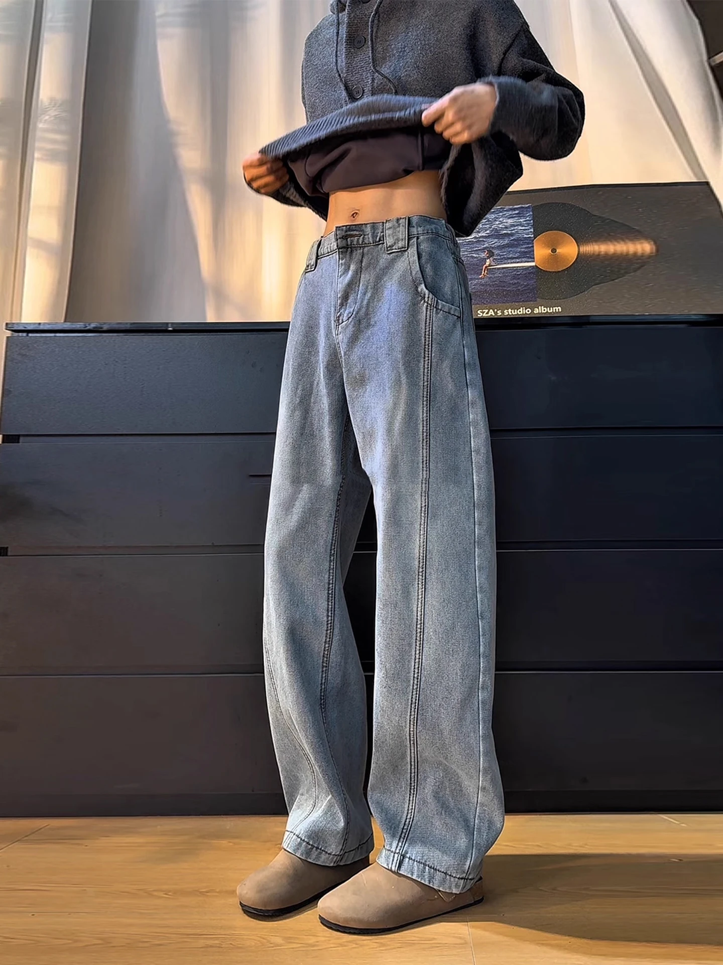 

Cleanfit American Sle Men's Jeans Winter Faion Brand Fce Lined Slim Fit Long Pants Knife Curved Design Casual Wear