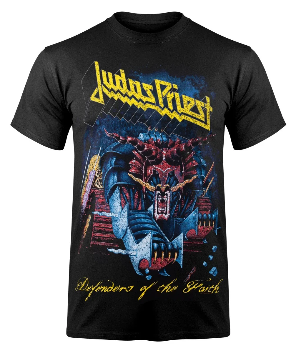 Camiseta JUDAS PRIEST DEFENDERS OF THE FAITH, camisetas de banda Retro de manga corta para hombres y mujeres, camiseta de marca, ropa de verano de gran tamaño