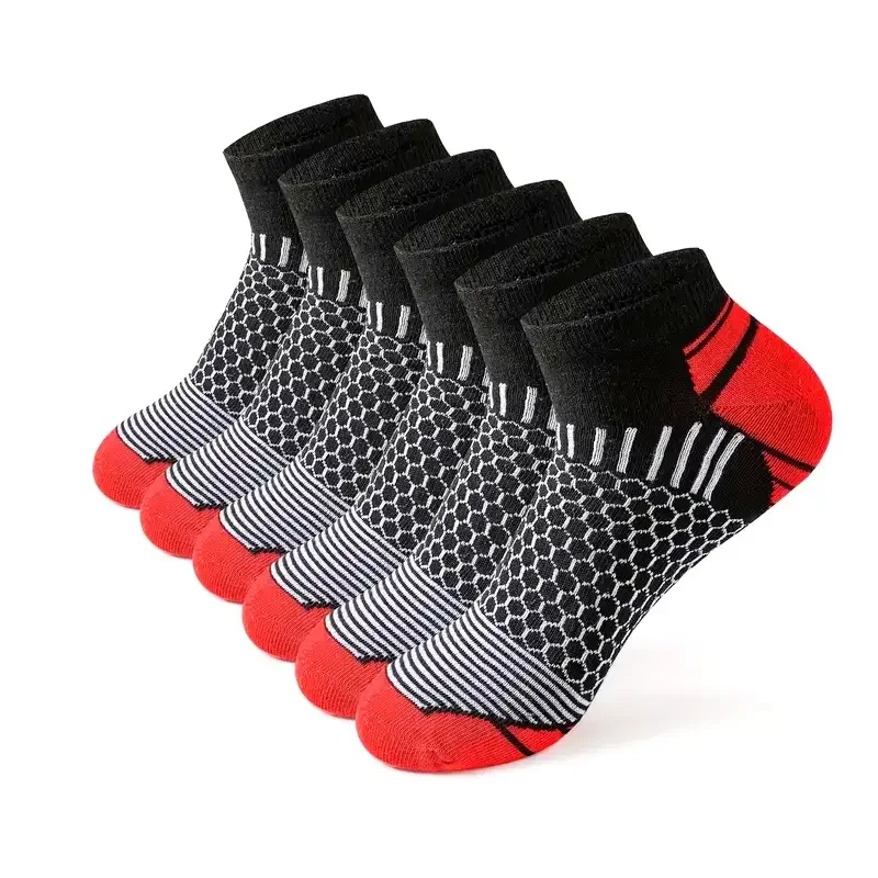 6 Pairs Men\'s Sports Socks Running Basketball Outdoor Socks Male All Season Breathable and Sweat-absorbing Short Socks Anti-slip