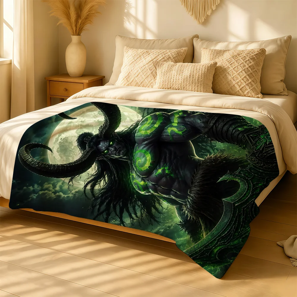 Game W-War-craftS I-IllidanS Blanket For Soft Warm Knee For Bedroom Living Room Bed Sofa Camping Picnic Office Gift Throw