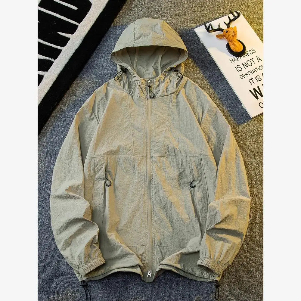 سترة خفيفة للرجال للحماية من الشمس في الهواء الطلق، سترة صيفية رقيقة بغطاء للرأس، ملابس أنيقة للرجال بأكمام قصيرة وياقة على ش... #3