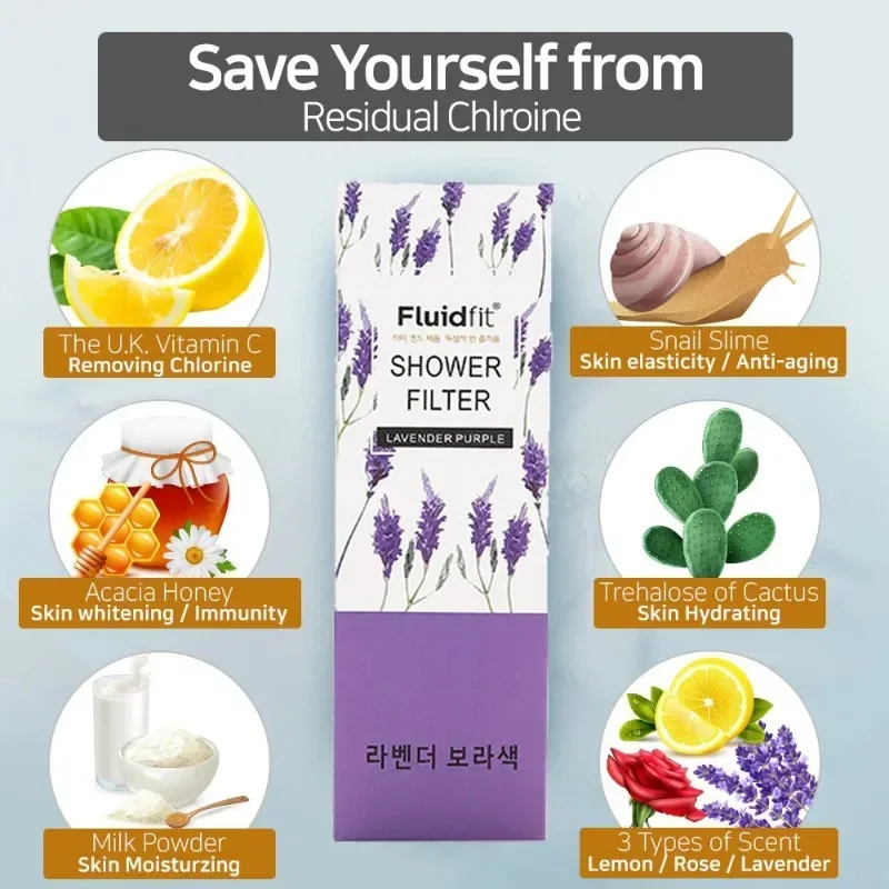 Filtro para cabezal de ducha perfumado, suavizante de agua, mejora la depilación de la piel, purificador de ducha, accesorios de baño