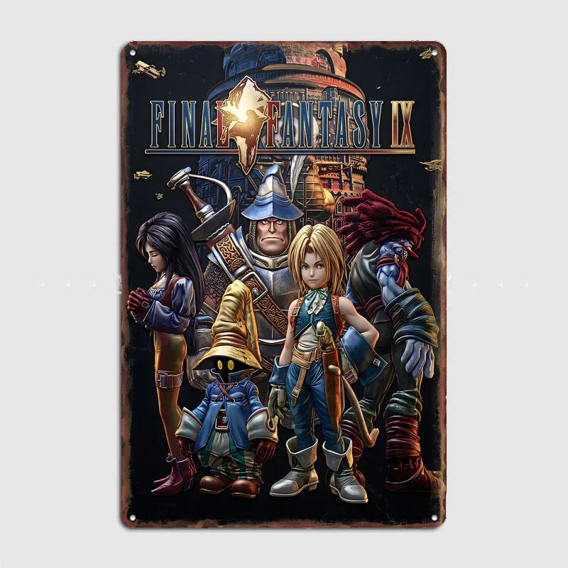Final Fantasy IX Character Ensemble Poster Metal Sign Pub Vintage Custom Bedroom Indoor Home Wall Decor Posters Room Decoration