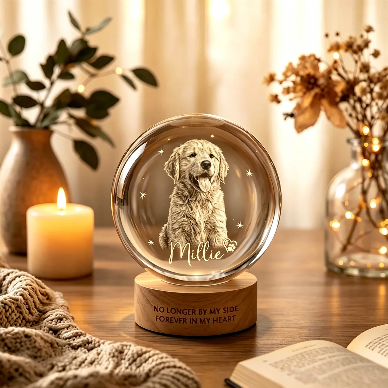 Personalized pet memorial crystal ball with name, dog pet portrait, pet loss crystal ball, customizable with photos and text, pet memorial gift, suitable for dogs and cats, personalized pet memorial c image 4