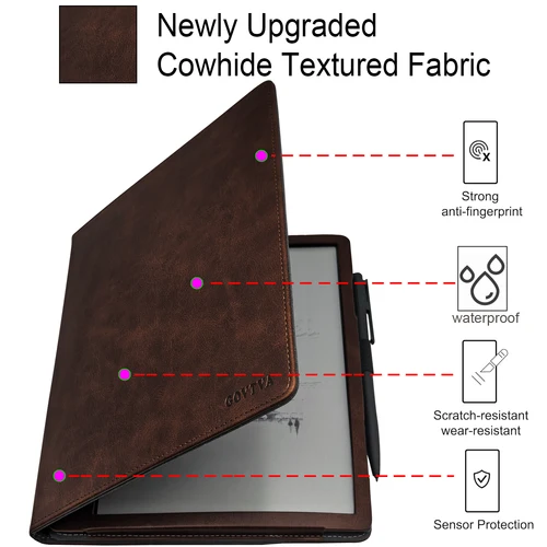 Imagen 2 del producto Funda con doble soporte para tableta Onyx Boox de 10,3 "", funda Note Air 5 C con portalápices elástico, apagado y apagado automático, doble correa de mano