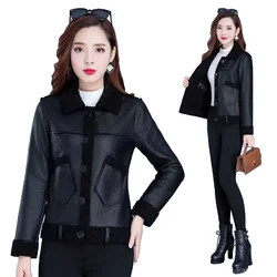 2023 Two-sided Fashion Lamb Wool Coat Women Streetwear Faux Fur leather Jacket Woman Autumn Winter Thick Warm Plush PU Coat traf