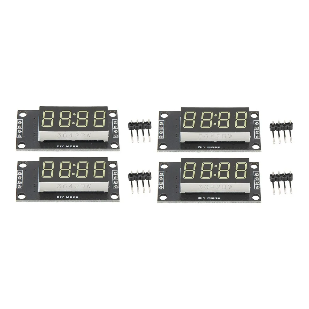 

4 Sets 4 Digit 7 Segment Digital Tube LED Display 0.36in 5V Clock Module 2 Pins to Digital IO with Pin Header LED Display Board