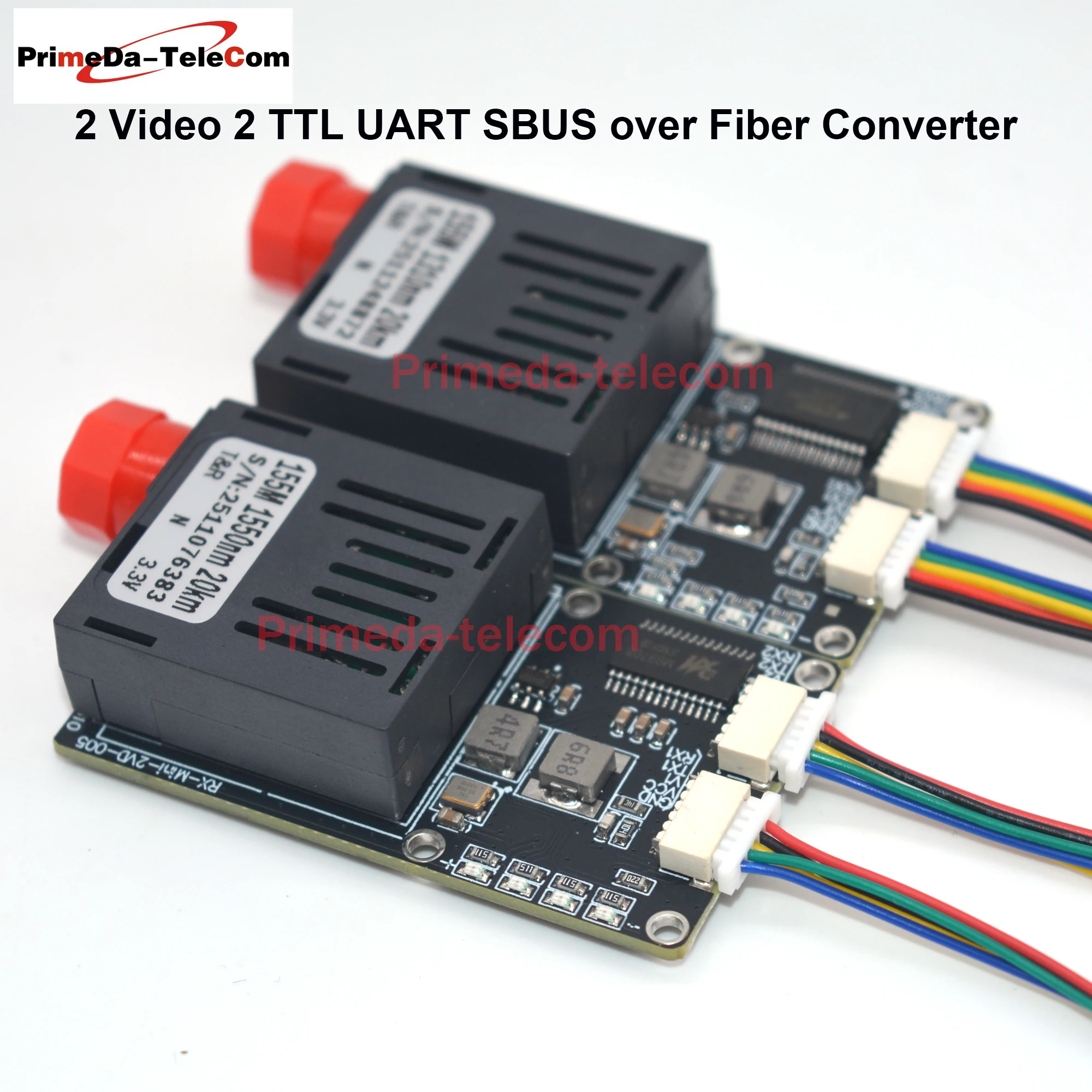 2 Video 2 TTL UART SBUS over Fiber Optic Media Converter FC/UPC Singlemode up 20Km a pair