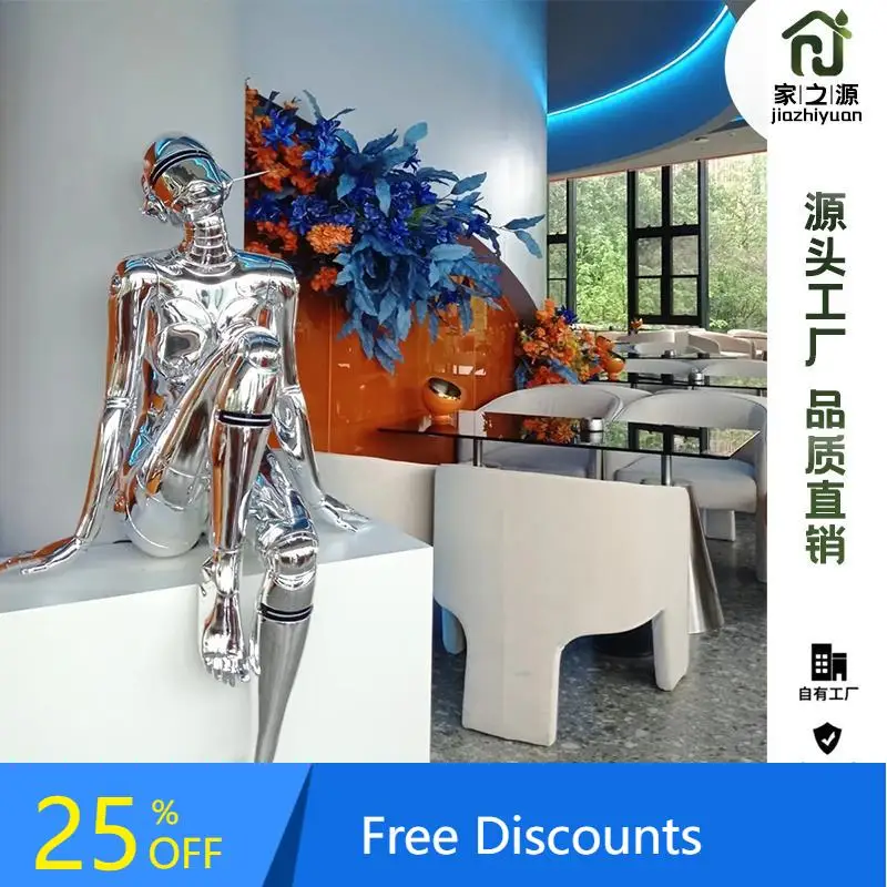 

XL Koshiba Mechanical Girl Gaming Internet Cafe Electroplated Sculpture Living Room Soft Decoration Floor Ornament