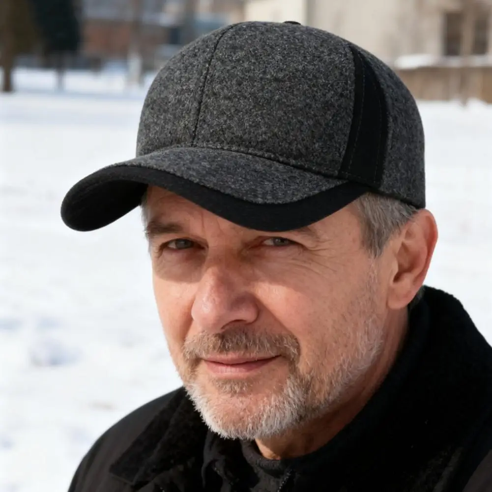 قبعة شتوية مقاومة للماء بلغت ذروتها قبعة بيسبول شتوية مع حماية أذن قابلة للتعديل لكبار السن في منتصف العمر للدفء