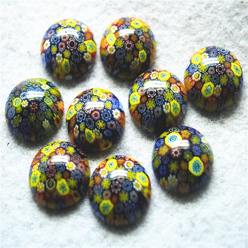 

7PCS 18MM Italy Glass Cabochons Millfiori Beads Cabs No Hole DIY Jewelry Accessories Very Popular Items