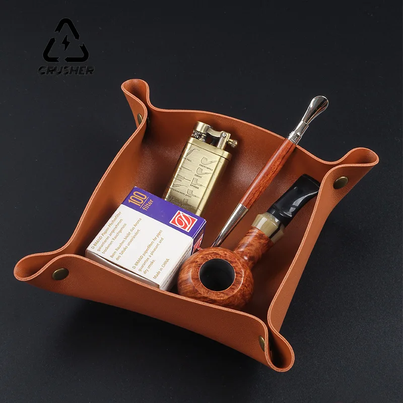 CRUSHER Leather Foldable Rollable Herb Tobacco Rolling Tray Valet Tray for Tobacco Pipe Tools Smoking Accessories