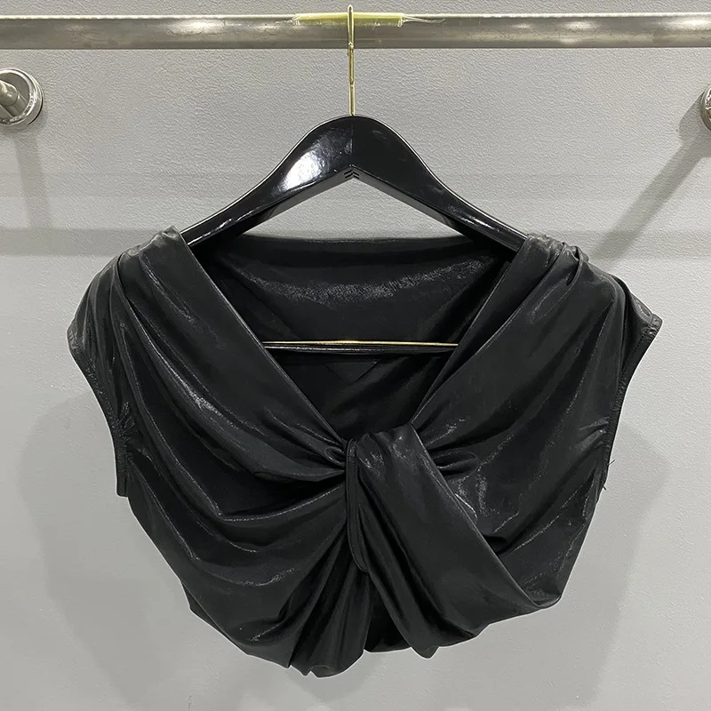 HKSH 2026 Summer New Women Short Vest Solid Color Backless Twist Irregular Design Sleeveless T-shirt Dark Sexy Tank Tops HK18052