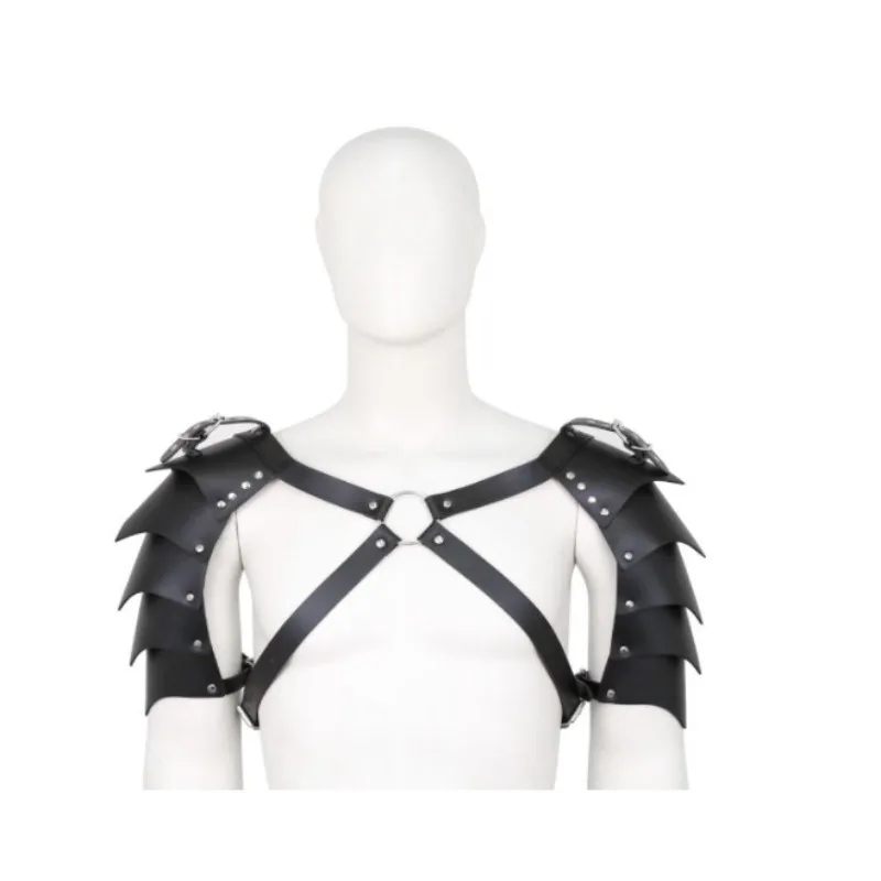 Intimo da uomo in pelle artificiale, corsetto regolabile, tracolla, armatura, doppia spalla, tracolla multipezzo