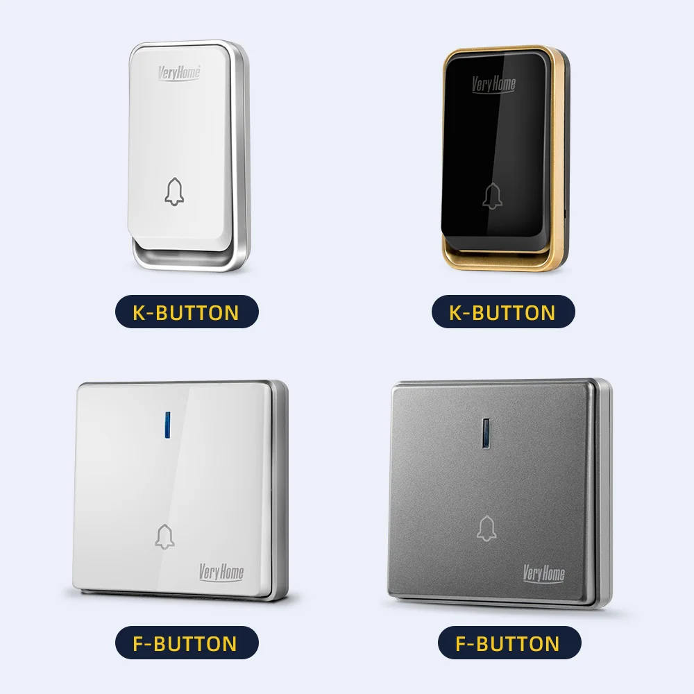 VeryHome | Self-Generating Button Wireless Doorbell Transmitter Accessories Waterproof Self-Powered ZOGIN