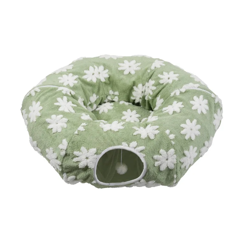 

Green chrysanthemum tunnel nest autumn and winter warm cat pet nest removable