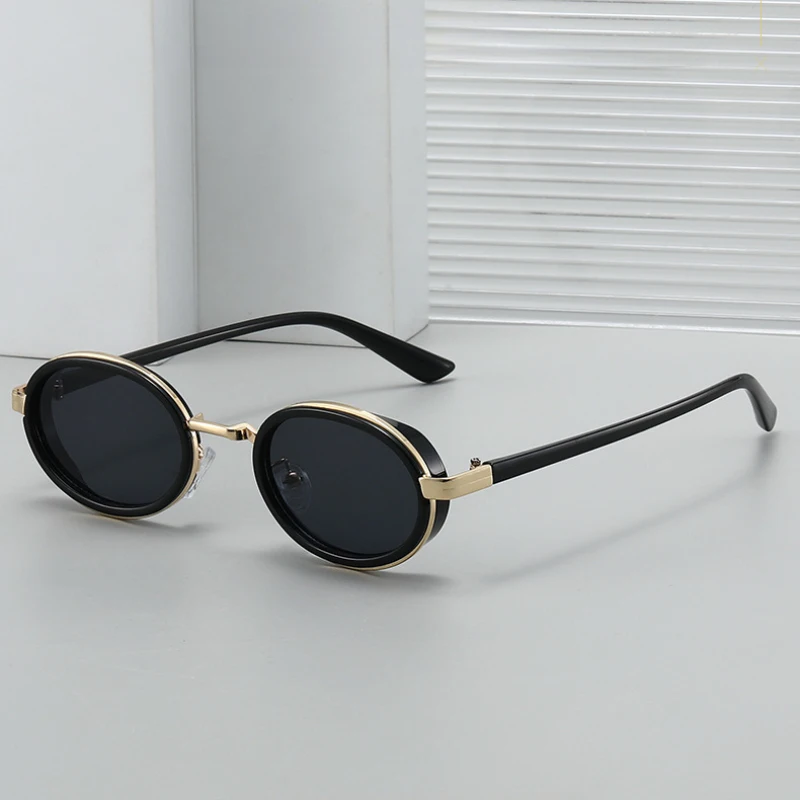 Neue Luxusmarken-Sonnenbrille für Damen Hochwertige Ovale Gläser UV400 Steampunk-Stil Mode-Influencer Futuristische Retro-Schattierungen