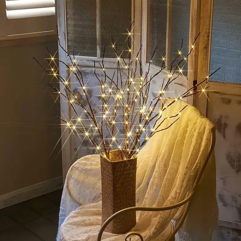 Christmas 50LED White Birch Branch Lights Battery Operated Fairy Twig Lamp for Xmas Wedding Home Party Table Decoration