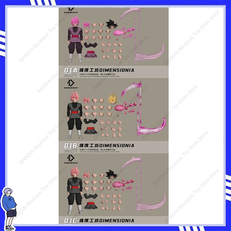 

HOT DIMENSIONIA Studio Dragon Ball SHF (01A 01B 01C) Black Goku Zamasu Super Saiyan 1/12 Scale Action Figure Toy Collectible