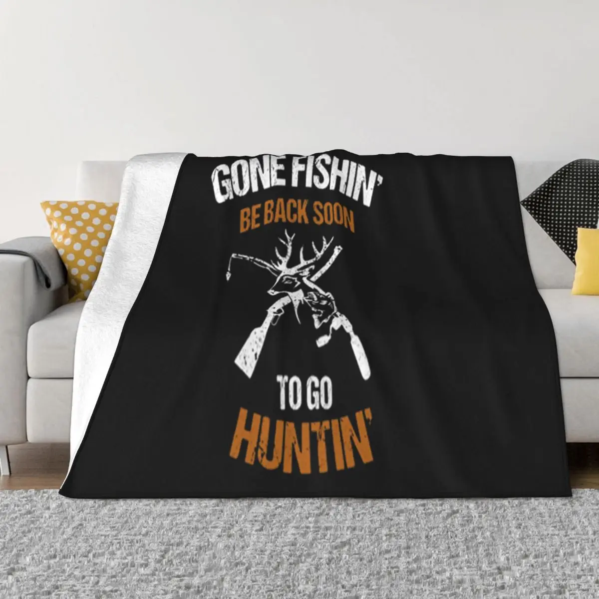 Gone Fishing Be Back Soon To Go Hunting Selling Top Holiday New Design More Colors Cute Halloween Summer Style Throw Blanket