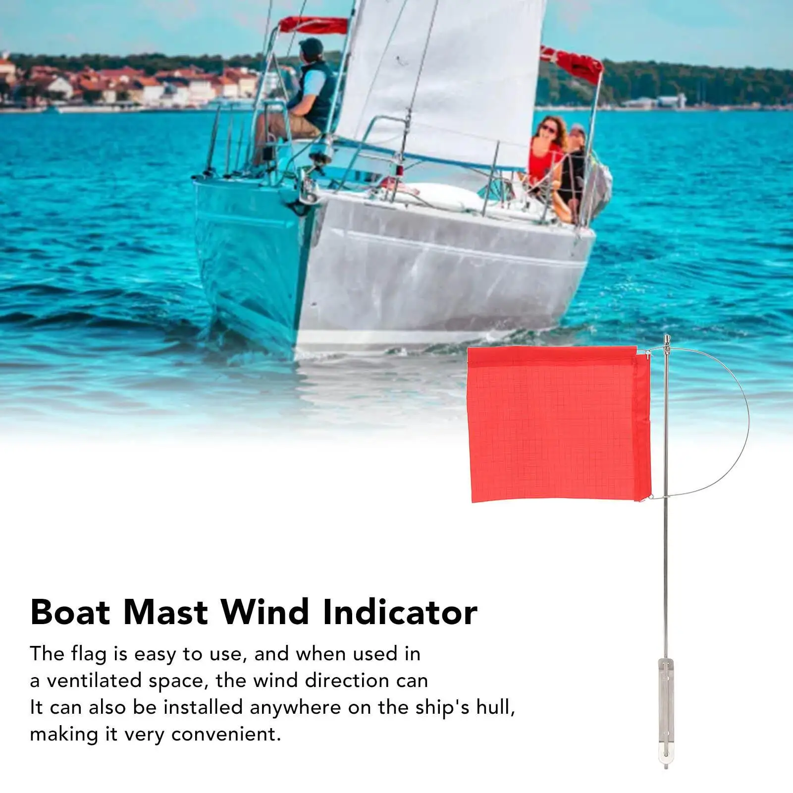 for marine Mast Flag Red Sturdy Pennant 304 Stainless Steel Wind Indicator Flag for sailing Dinghy Boat Yacht Fishing