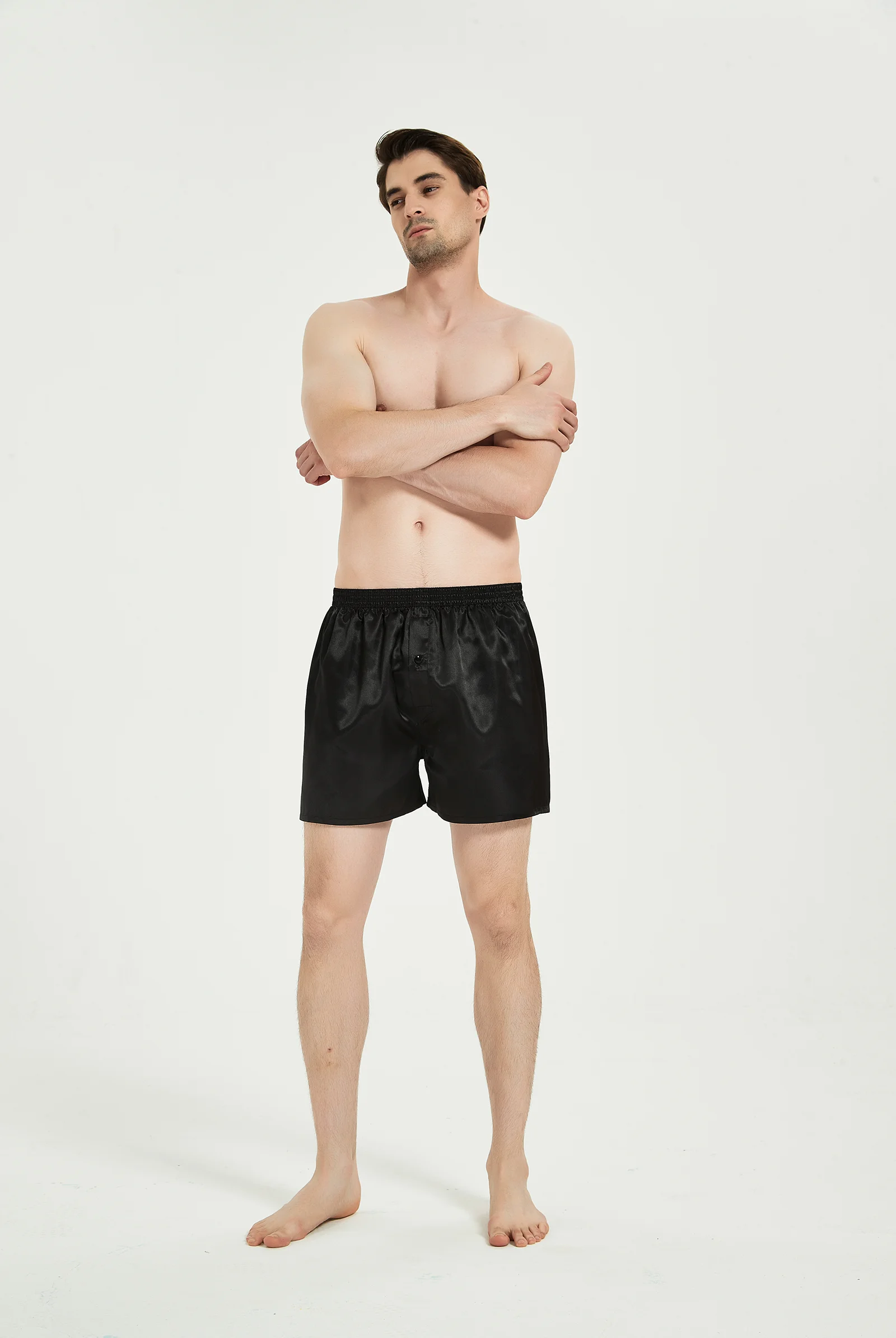 JúpiterSecret 6 peças boxer de cetim masculino casual roupa íntima para casa confortável semelhante a seda com cintura elástica