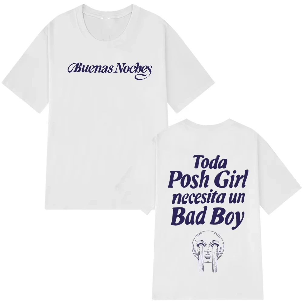 

QUEVEDO Buenas Noches Harajuku Print T Shrits Men Women Casual T-shrits Oversized Short Sleeves Fashion Hip Hop Vintage T Shrits