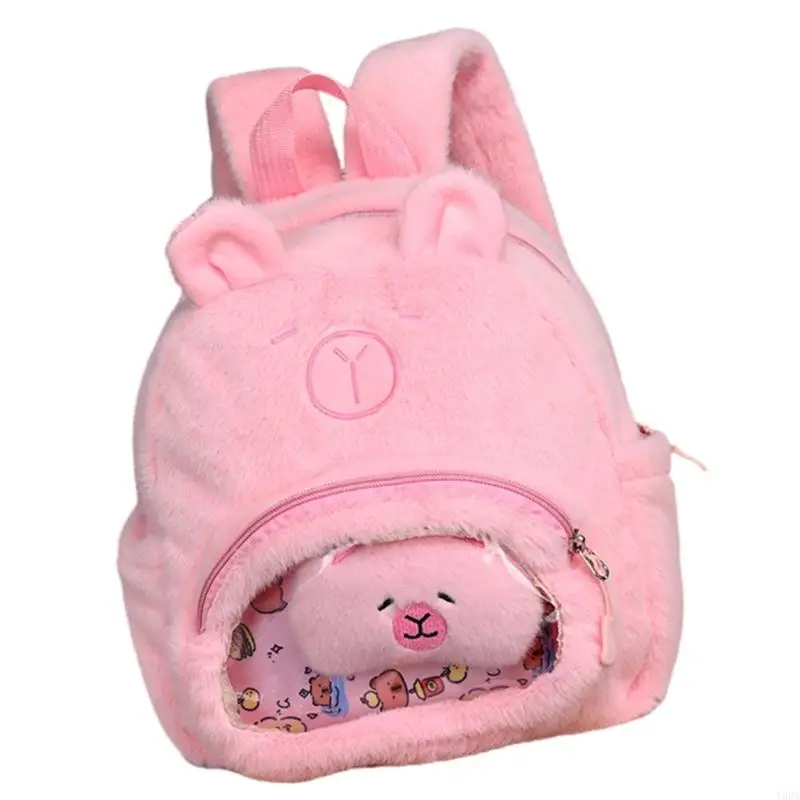 

Y88A Cartoon Ita Bag Capybara Plush Backpacks Girl School Bag Plush Rucksack Travel Daypack for Girl Women Travel Camping