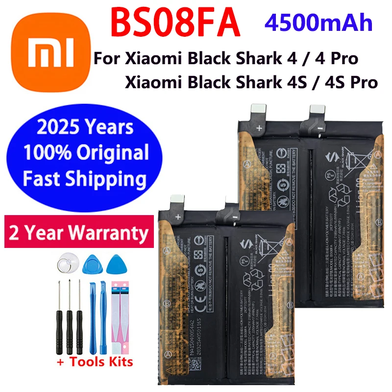 

2025 Years Original Phone Battery For Xiaomi Black Shark 4 / 4 Pro / 4S / 4S Pro BlackShark 4Pro PRS-A0 KSR-A0 Batteries BS08FA