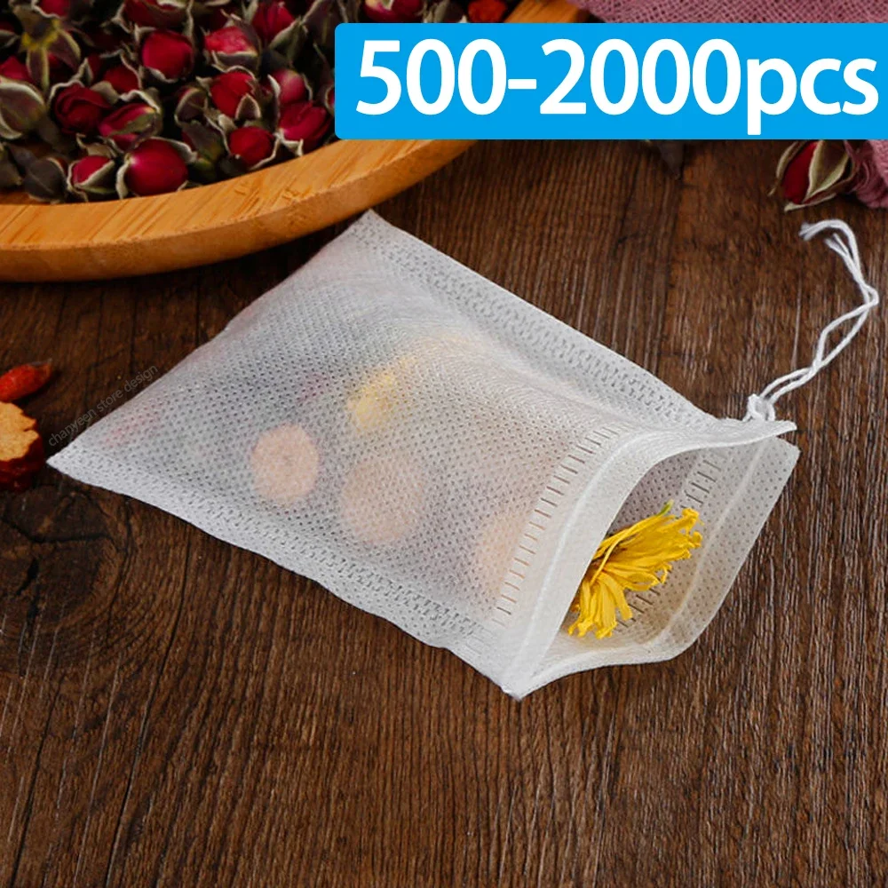 500-2000pcs Disposable Teabags Scented Tea Bags with String Heal Seal Filter Paper for Herb Loose Tea Kitchen Accessories Tools