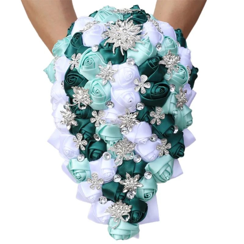 Rhinestone Hand Bouquet Water Drop Waterfall Hand  Rhinestone Bride Hand  Full of Diamonds Wedding PB3014D
