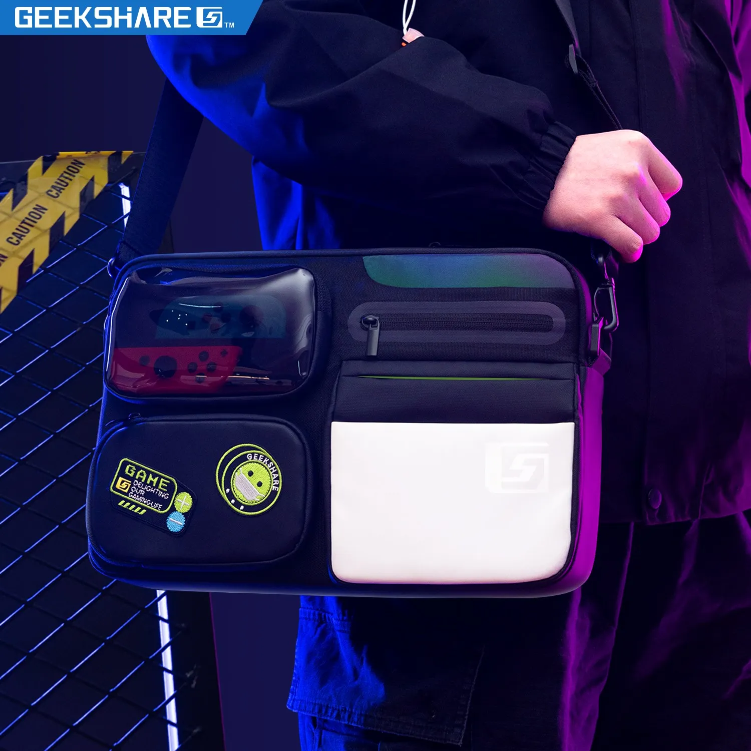 GeekShare Fashion Bag For Men Black Cool Shoulder Bags Man's Multifunction Single Strap Anti-theft Crossbody Bag Large Capacity