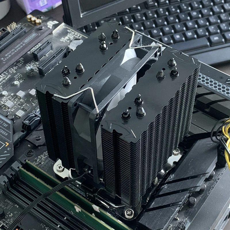 

Черный воздушный охладитель процессора, 6 тепловых трубок, радиатор ПК для Intel LGA 1700 1200 1150 1151 1155 2011 X79 X99 1366 AM3 AM4 AM5