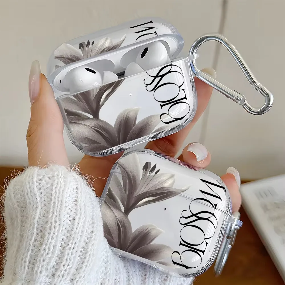 Elegant Retro Lily Case For AirPods 4 3 1 2 Gen Earphone Protecitve Case For AirPods Pro2, Pro3,Pro TPU Clear Shockproof Cover