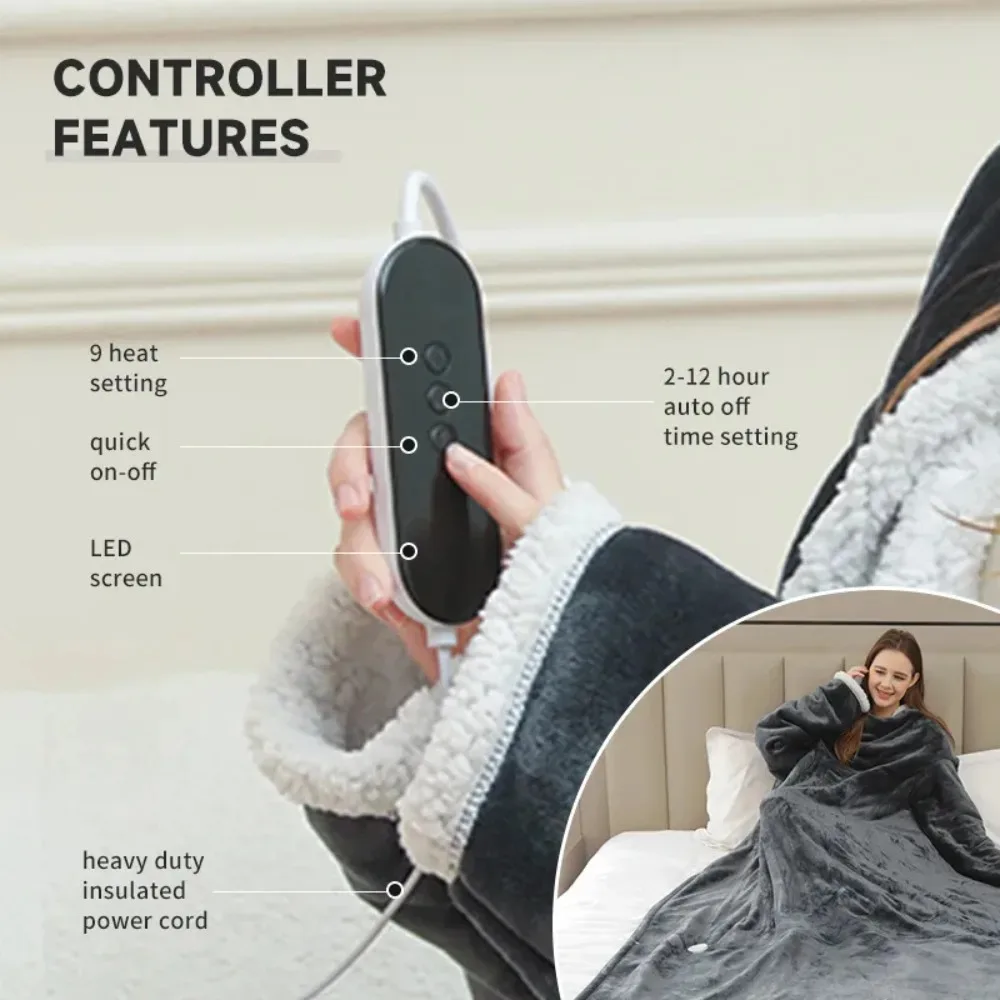 1PCS Auto Off Electric Blanket Single Size, Smart Temperature Control Heating Pad for Adult, Home Office Warm Throw Bed Warmer - view 4