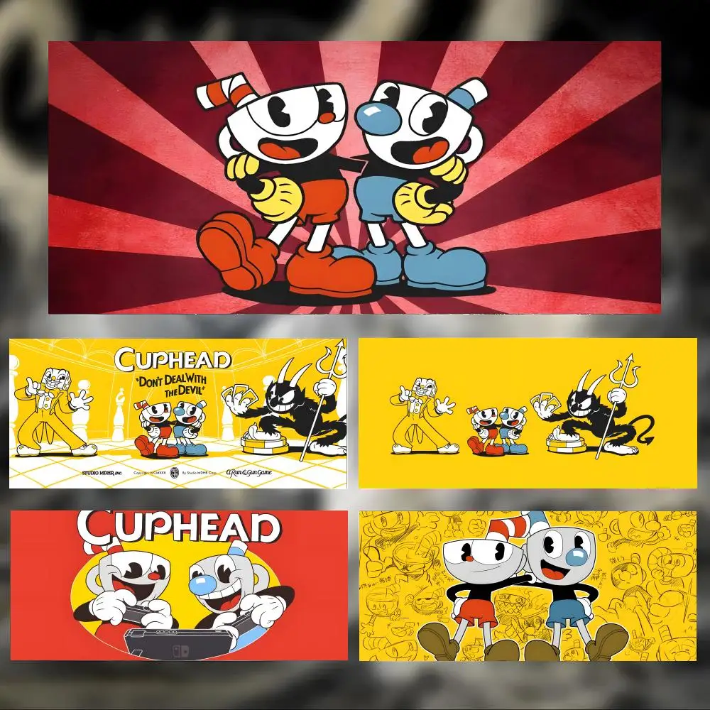 Retro Fun Game C-Cuphead Mouse Pad Large Thick Desk Pad Stitched Edges Gaming Mouse Mat for PC
