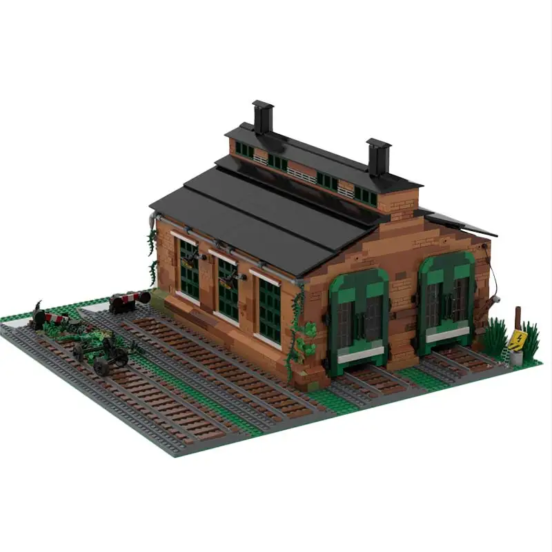 Serie di architettura cittadina Sausa Treno Capannone MOC Building Block Assemblaggio fai-da-te Originalità Mattoni Puzzle Ragazzo Giocattolo Regali di Natale ﻿