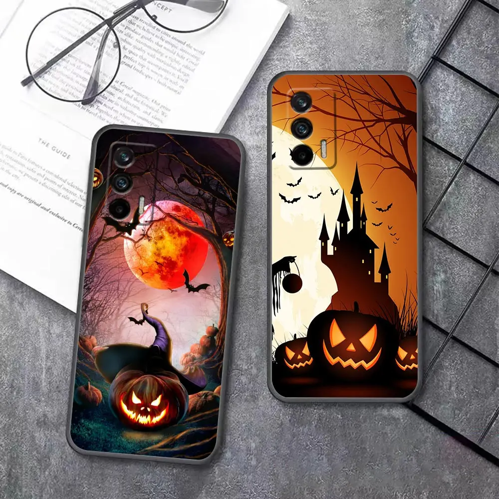 Happy Halloween Pumpkin Bat Witch Phone Funda Coque Case For Realme X50 XT X 11 10 9 9I 8 8I 7 6 5 Pro Plus 5G Case Capa Shell