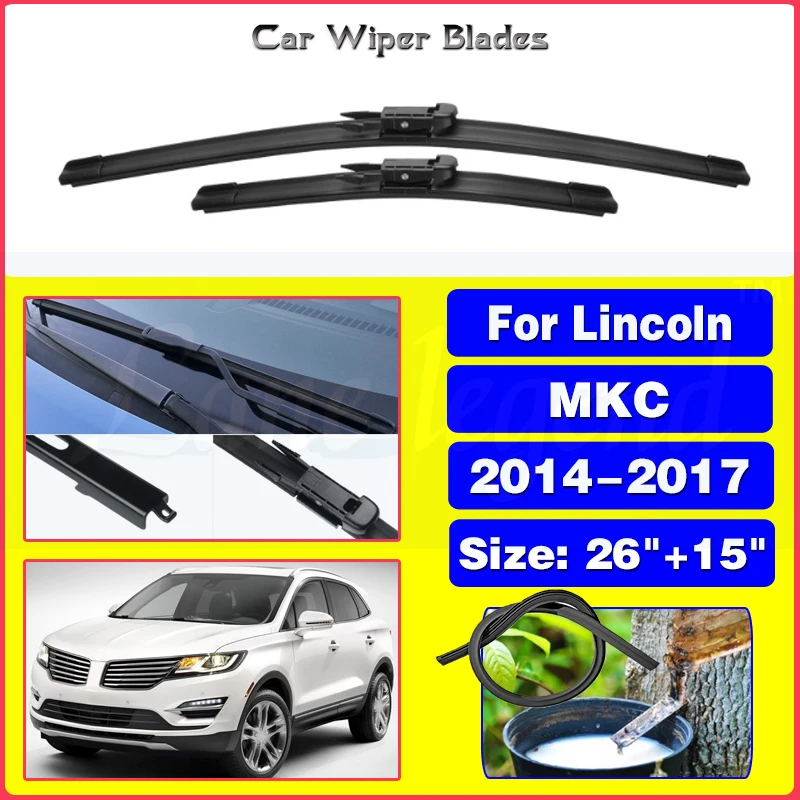 

2pcs For Lincoln MKC 2014 2015 2016 2017 Front Windshield Wiper Blades Windscreen Window Accessories 26"+15"