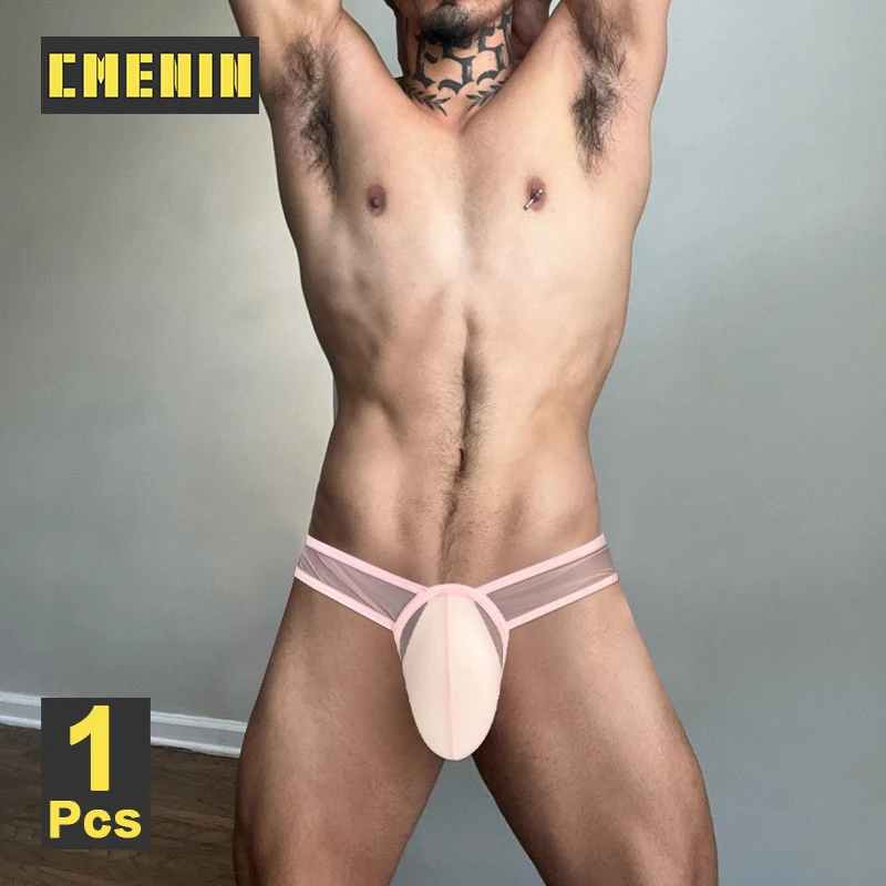 CMENIN Ultra-thin Transparent Mesh Men\'s Panties Men Sexy Briefs Sissy Slips Gays Underwear Large Crotch Pouch Male Underpants