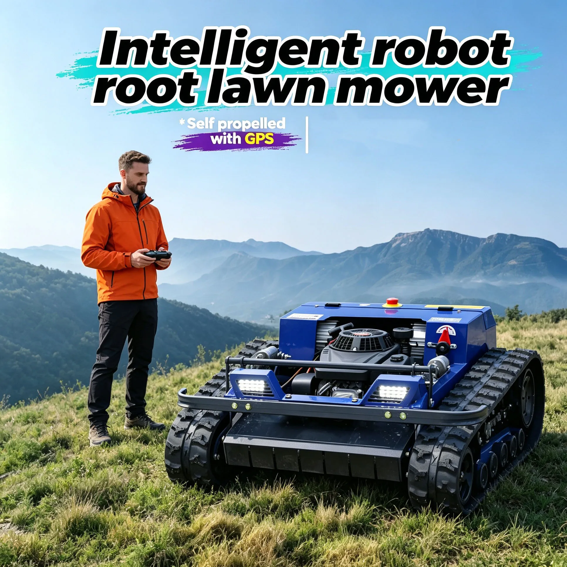 Customized wireless remote robotic lawn mower matches removable snow shovel, stable power keeps continuous 550mm mowing for long