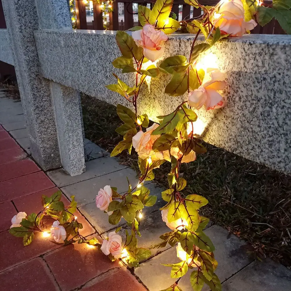 Outdoor Solar LED Vine String Light Realistic Ivy Leaf Lamp Waterproof Decorative Lighting For Garden Backyard