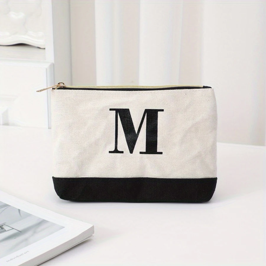 Fashionable Hundred Clutch Canvas Cosmetic Bag, Printed Alphabet Phone Bag, Business Travel Cosmetic Storage Bag